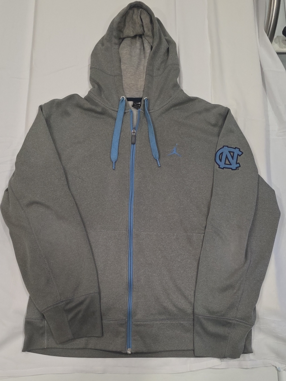 UNC Jordan Grey Full-Zip Hoodie with Carolina Blue Accents TAR HEELS
